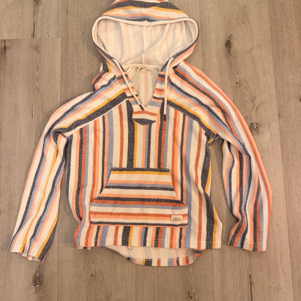 Roxy "Wild and Free" Striped Baja Beach Hoodie - Size Small